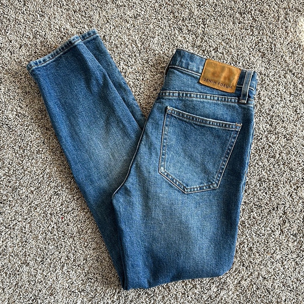 Denim Forum The Yoko High-Rise Slim Leg Denim Jeans